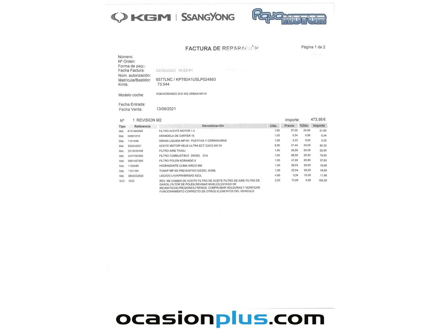 Foto del mantenimiento del SsangYong Korando SsangYong Korando D16T Urban (136 CV)