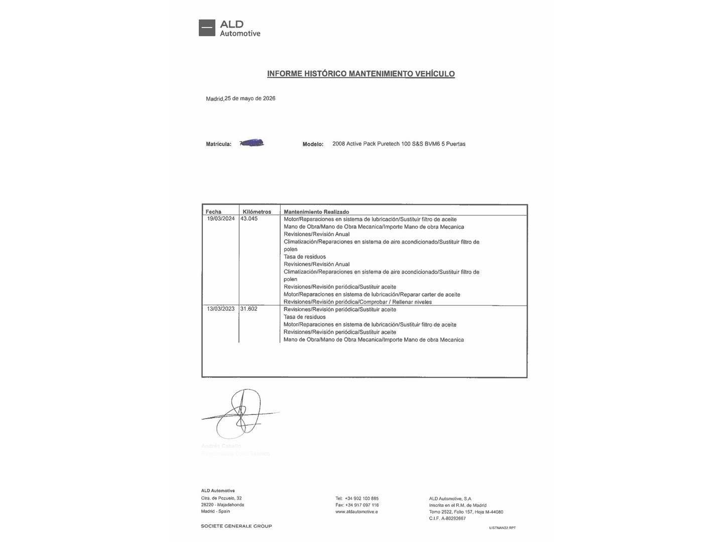 Foto del mantenimiento del Peugeot 2008 Peugeot 2008 Puretech 100 S&S Active Pack (100 CV)