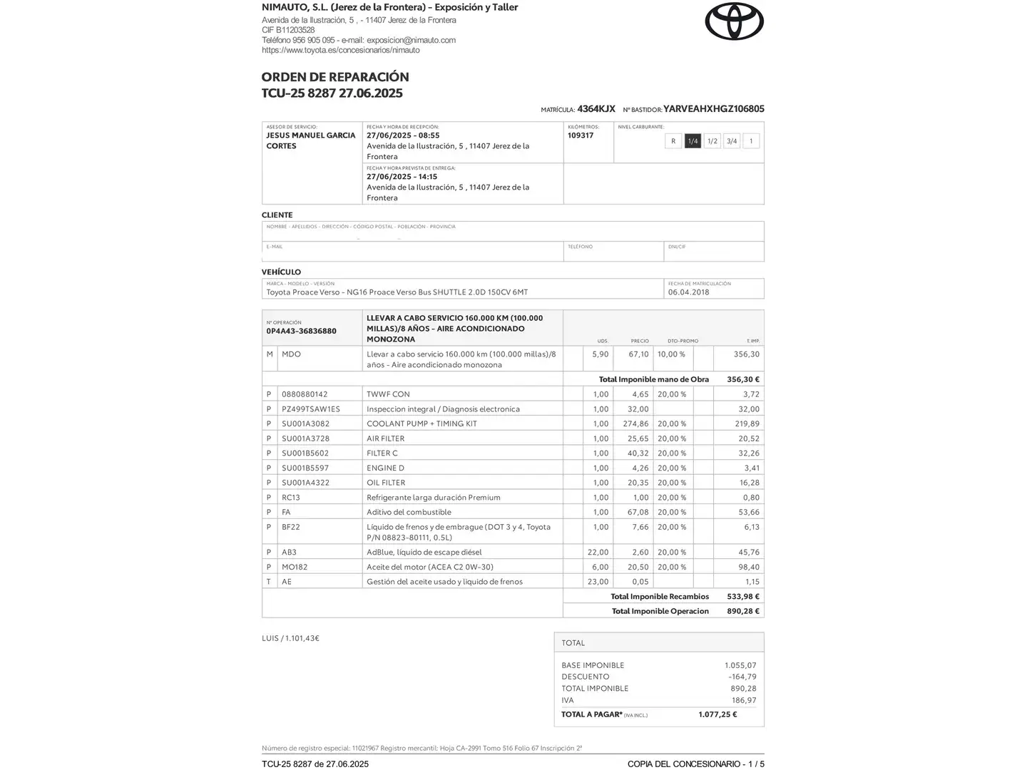 Foto Toyota Proace Verso Toyota Proace Verso Shuttle 2.0D Medio L1 Active+ (150 CV)