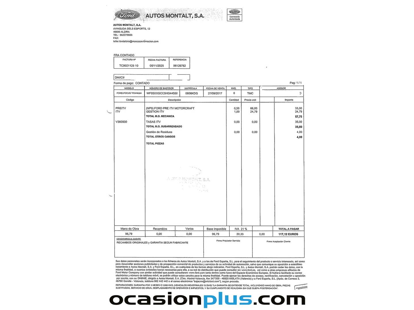 Foto del mantenimiento del Ford Focus Ford Focus 1.0 Ecoboost S&S Titanium (125 CV)