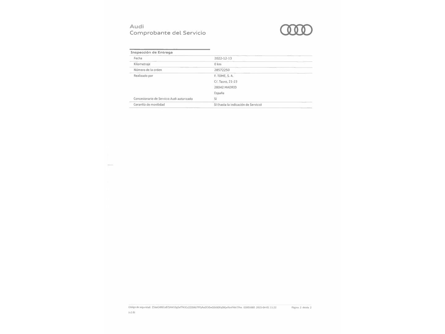 Foto del mantenimiento del Audi Q2 Audi Q2 S line 35 TFSI (150 CV) S tronic