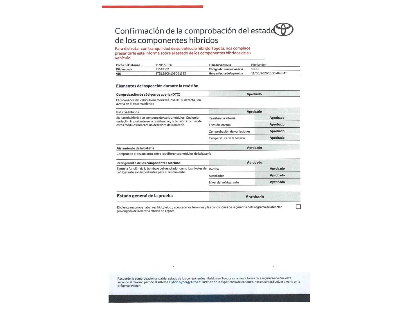 Foto del mantenimiento del Toyota Highlander Toyota Highlander 2.5 Luxury P. Metalizada