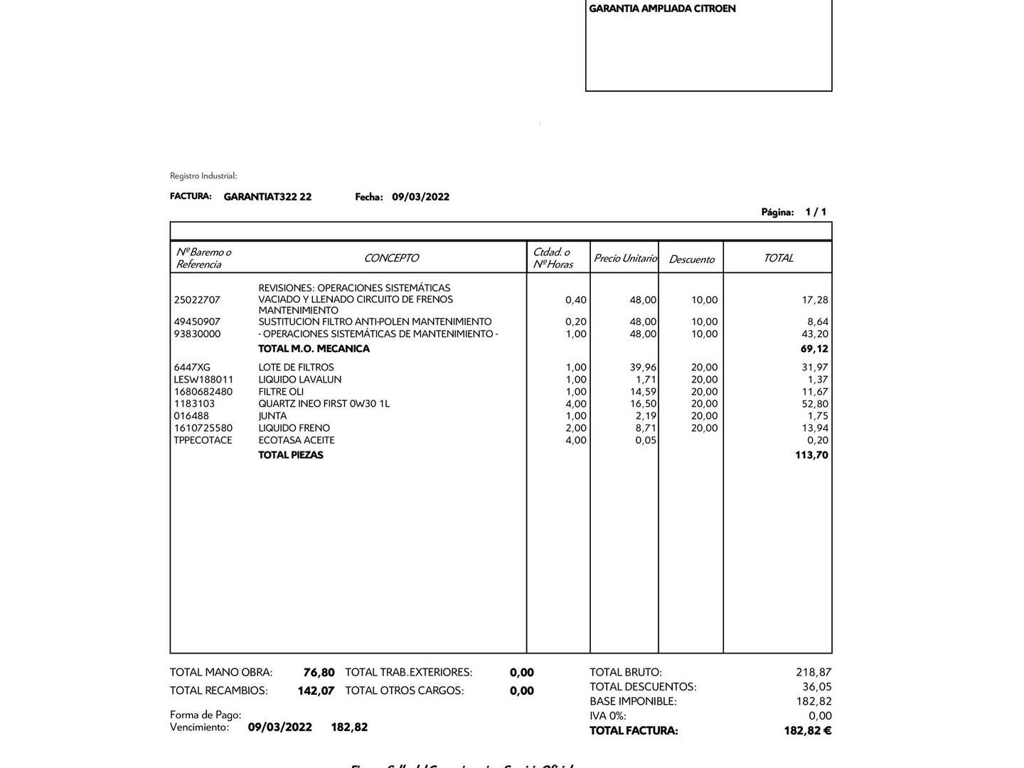 Foto del mantenimiento del Citroën Berlingo Citroen Berlingo BlueHDi 130 S&S Talla M Shine (130 CV)