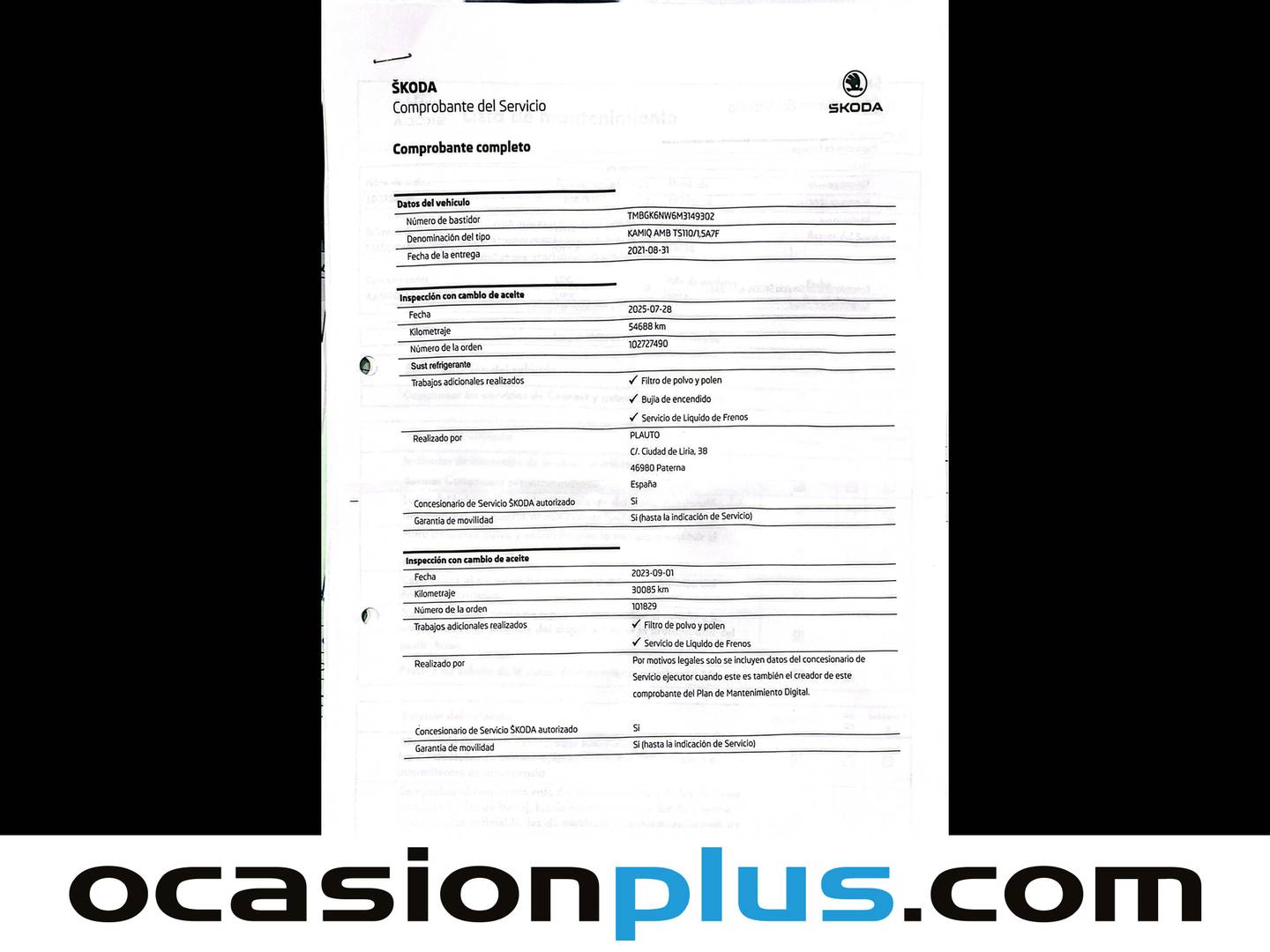 Foto del mantenimiento del Skoda Kamiq Skoda Kamiq 1.5 TSI Ambition DSG (150 CV)