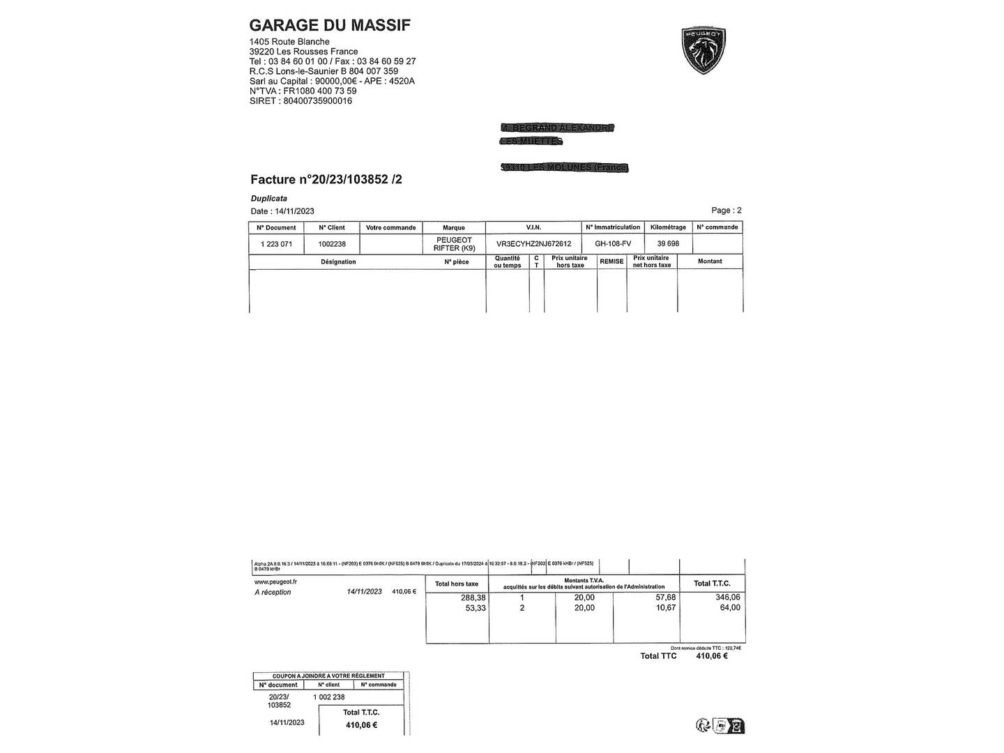 Foto del mantenimiento del Peugeot Rifter Peugeot Rifter BlueHDi 130 GT Long (130 CV)