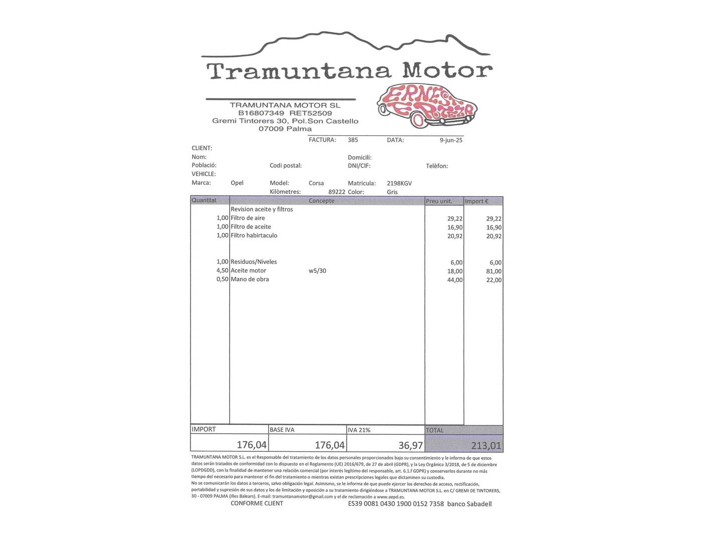 Foto del mantenimiento del Opel Corsa Opel Corsa 1.4 Selective (90 CV)