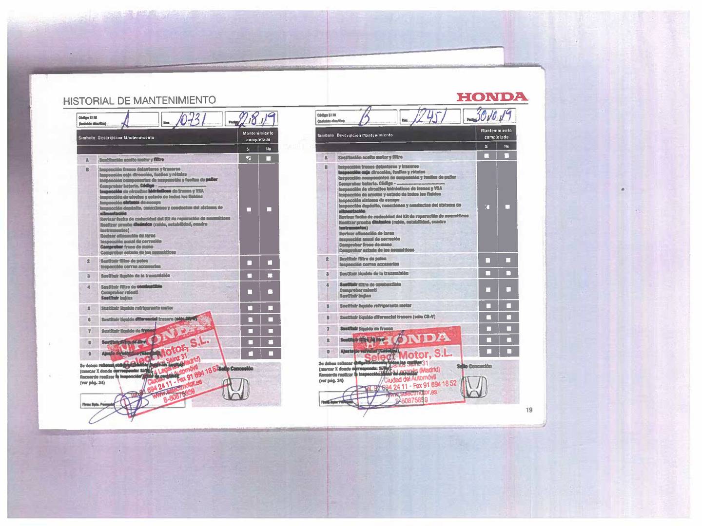Foto del mantenimiento del Honda Civic Honda Civic 1.0 I-VTEC TURBO Elegance Navi (129 CV)