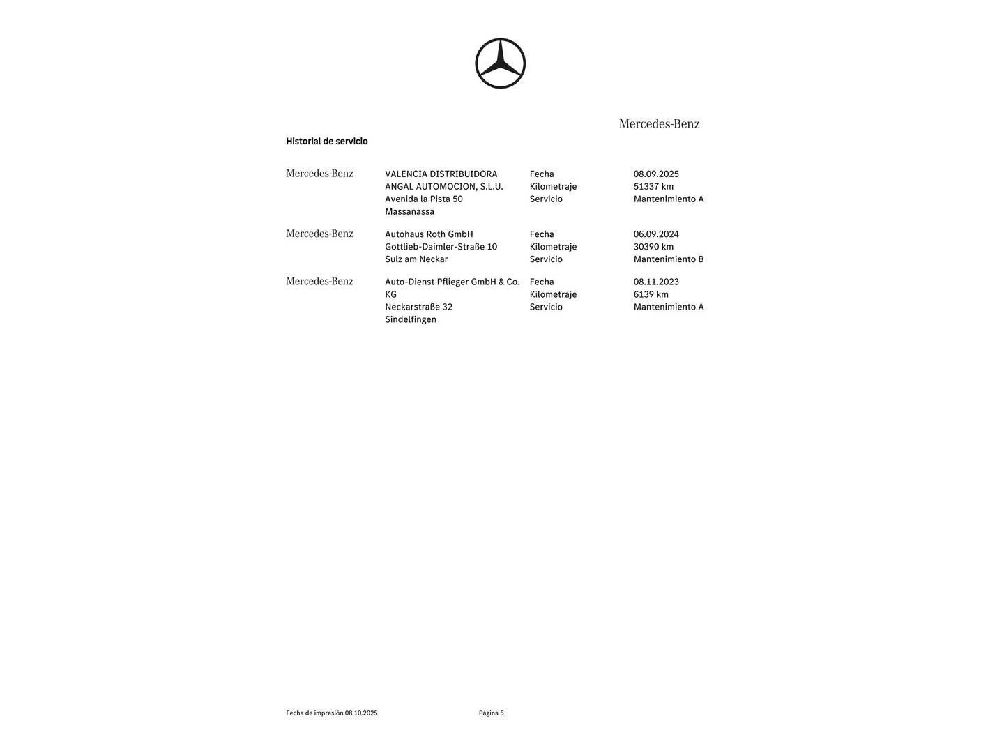 Foto del mantenimiento del Mercedes CLA Mercedes CLA Shooting Brake 180 (136 CV)