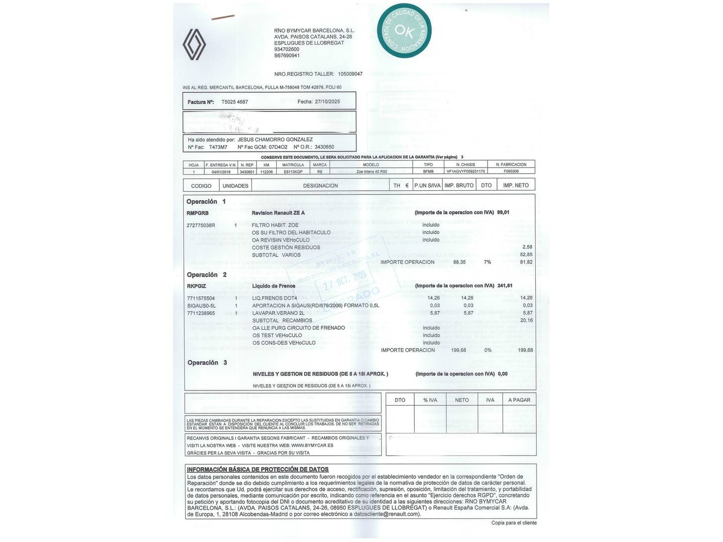 Foto Renault ZOE Renault Zoe Intens 40 Q90 (88 CV)