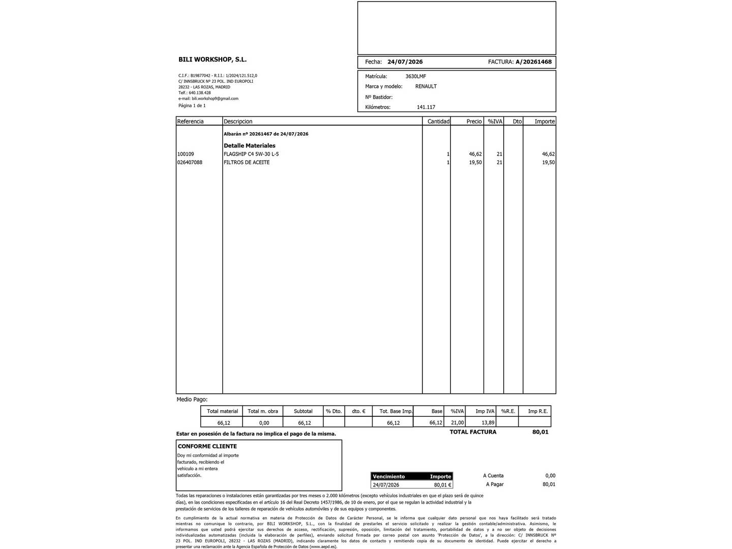 Foto del mantenimiento del Renault Clio Renault Clio Business Blue dCi (85 CV)