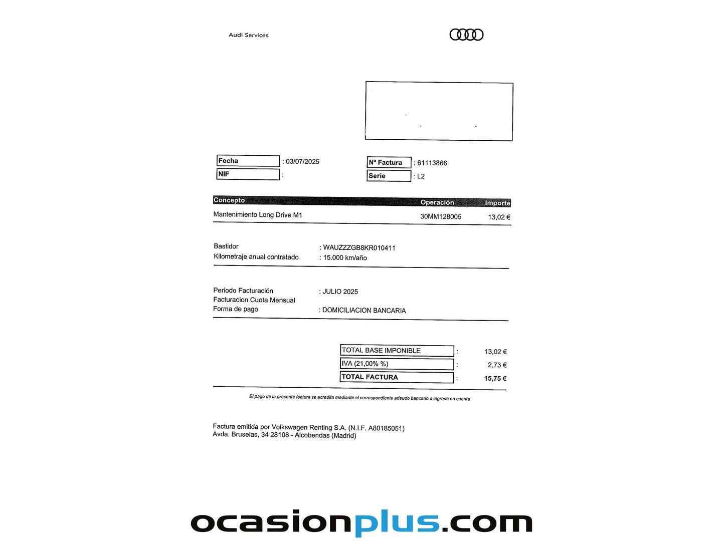 Foto del mantenimiento del Audi A1 Audi A1 Sportback Advanced 30 TFSI (116 CV)