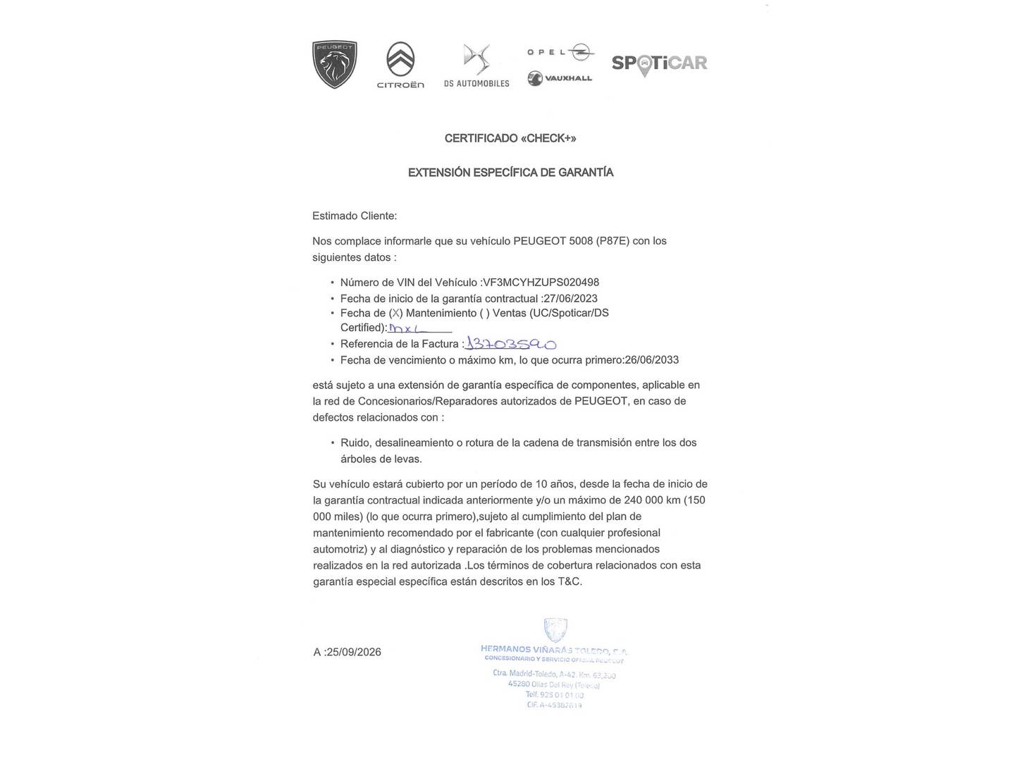 Foto del mantenimiento del Peugeot 5008 Peugeot 5008 BlueHDI 130 S&S Allure Pack EAT8 (130 CV) 7 Plazas