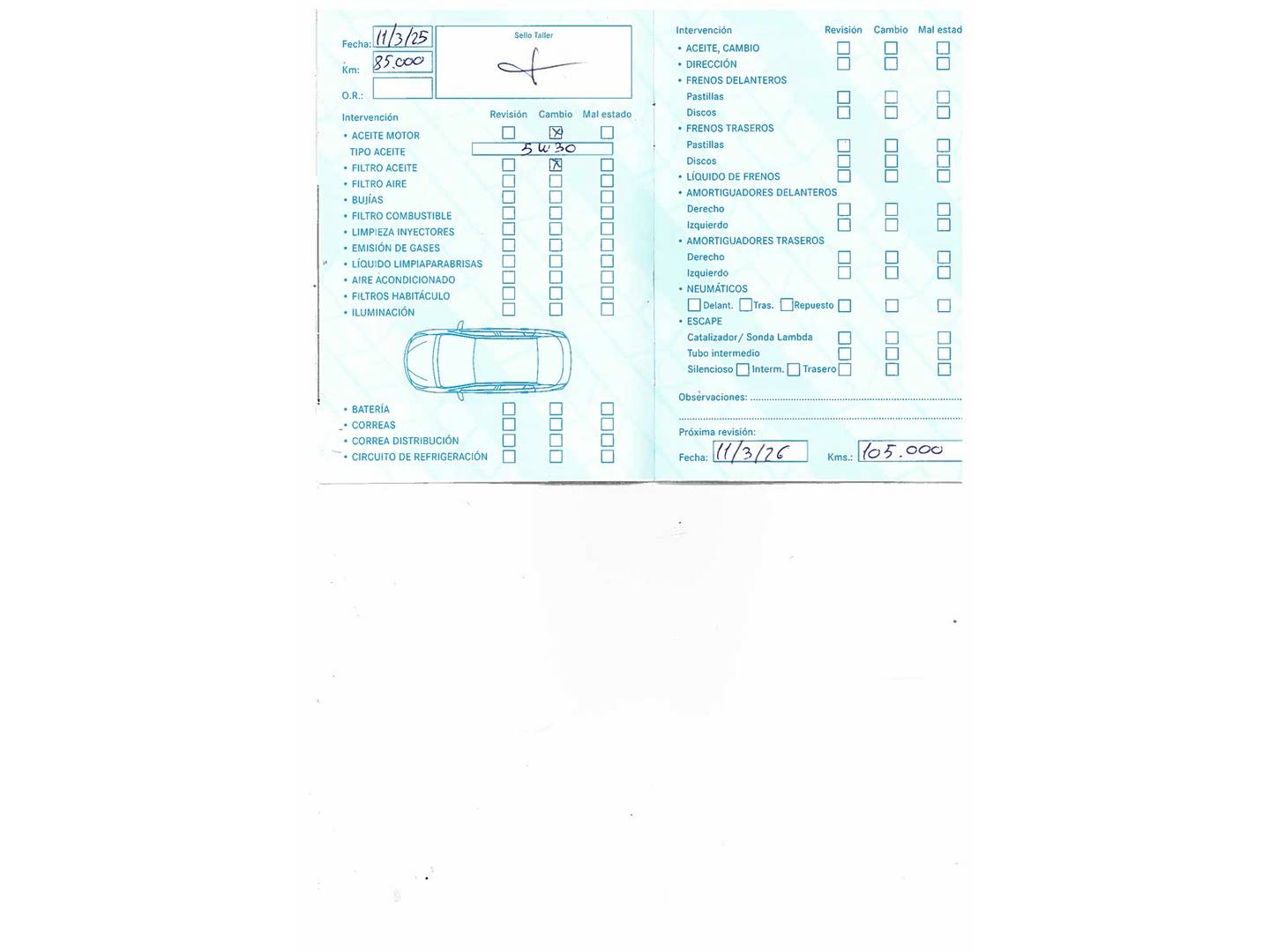 Foto del mantenimiento del Opel Corsa Opel Corsa 1.4 Selective (90 CV)