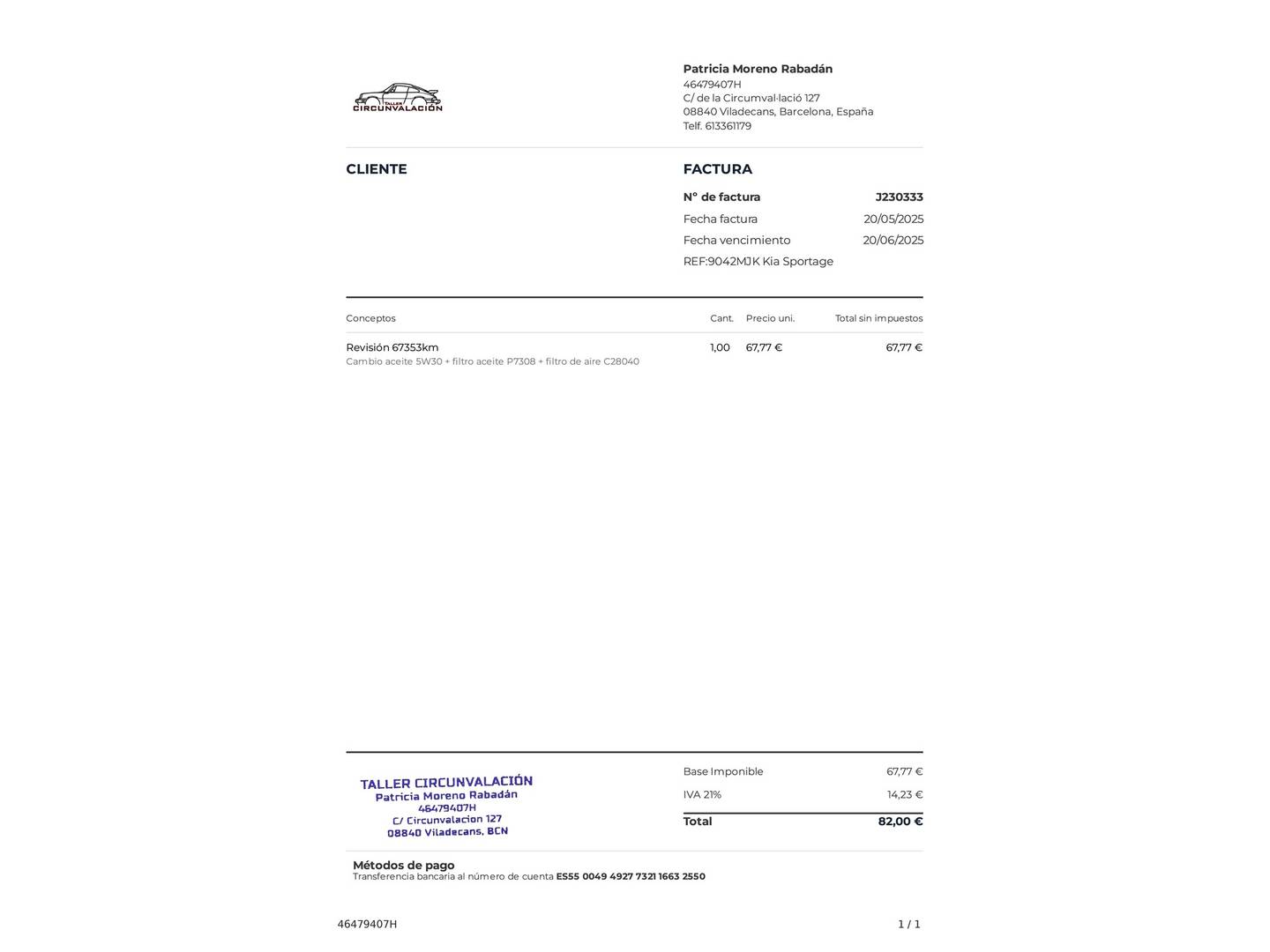 Foto del mantenimiento del KIA Sportage KIA Sportage 1.6 CRDi MHEV Business 4x2 (136 CV)