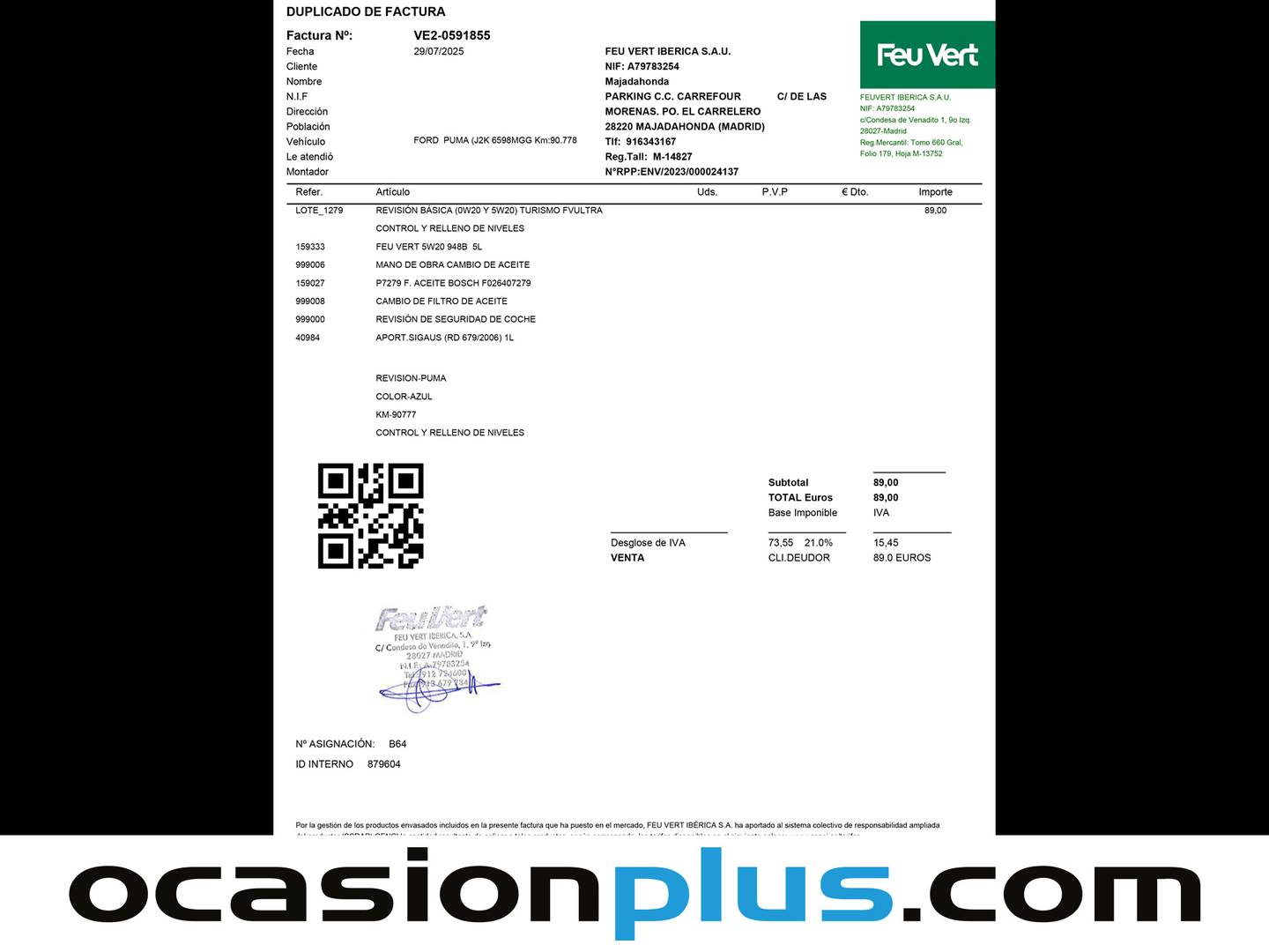 Foto del mantenimiento del Ford Puma Ford Puma 1.0 EcoBoost MHEV ST-Line X (125 CV)