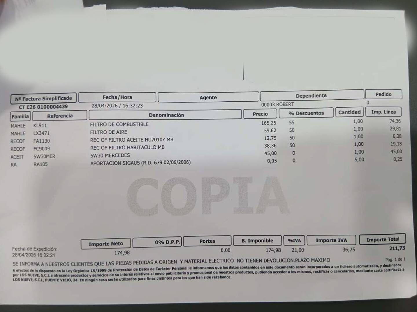 Foto del mantenimiento del Mercedes Clase A Mercedes Clase A 200 d (136 CV)