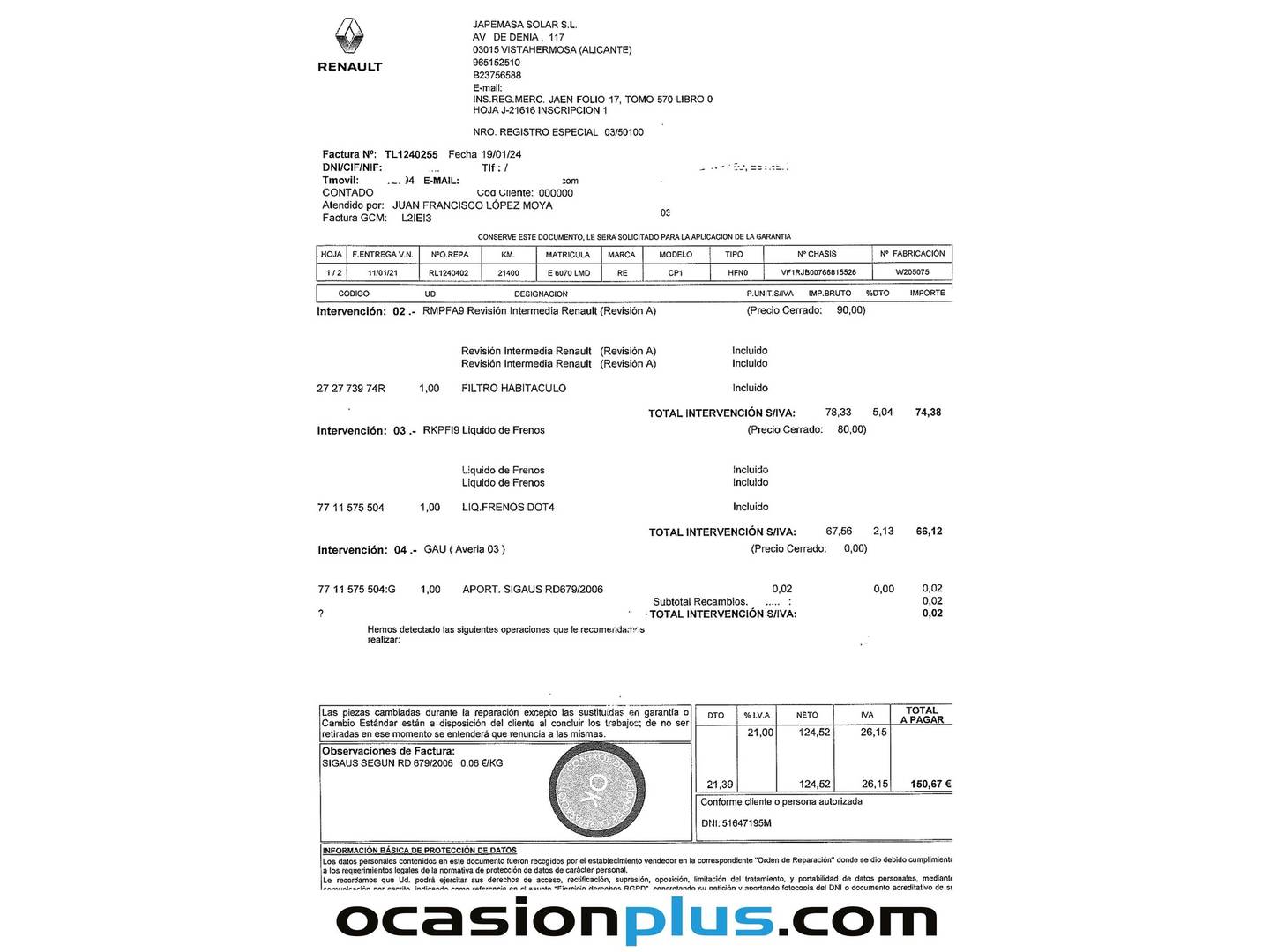 Foto del mantenimiento del Renault Captur Renault Captur Zen TCe (140 CV) EDC GPF