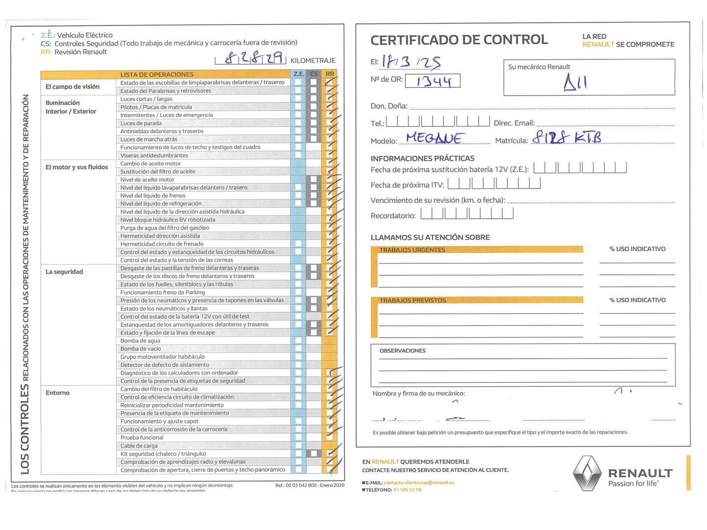 Foto del mantenimiento del Renault Mégane Renault Megane GT Line TCe (140 CV) GPF