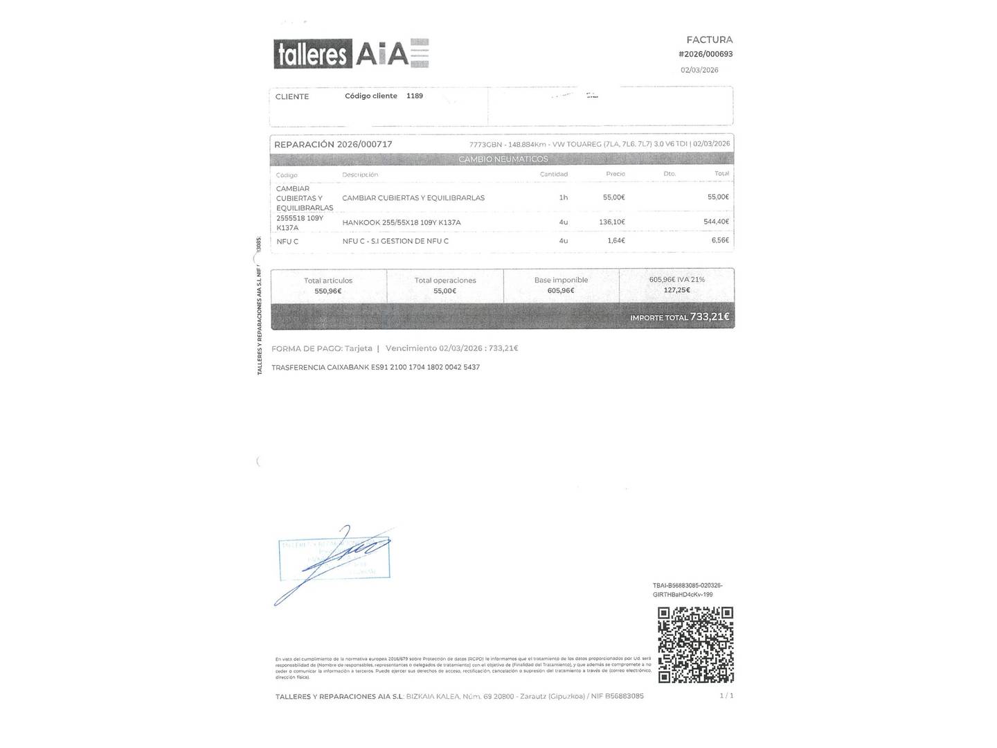 Foto del mantenimiento del Volkswagen Touareg Volkswagen Touareg 3.0 V6 TDI (225 CV) tiptronic