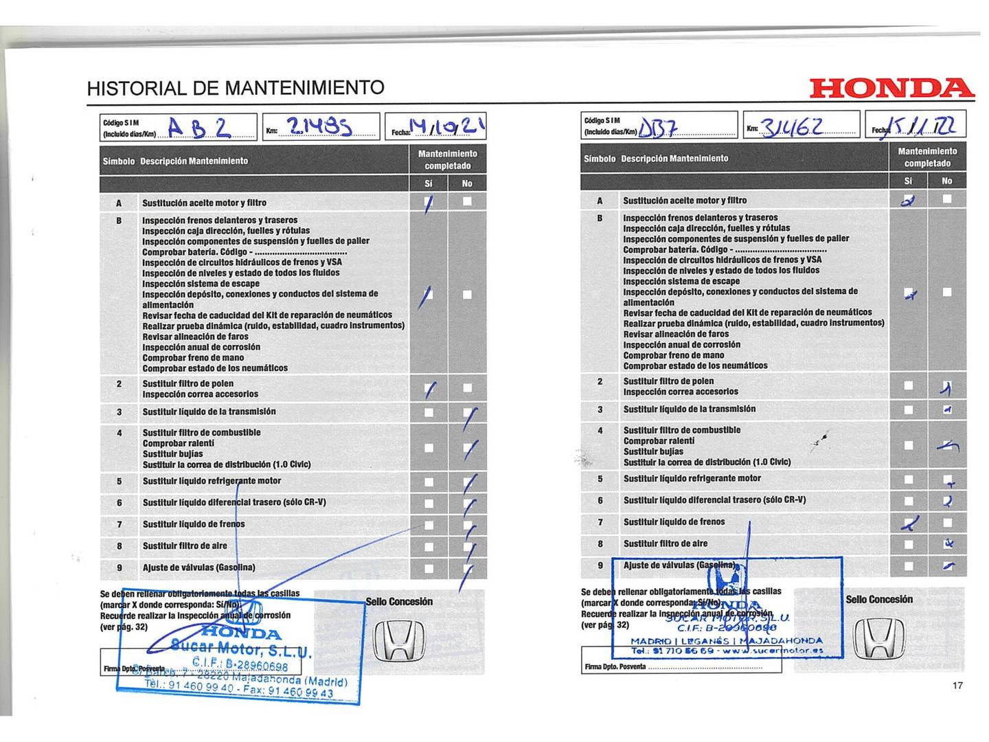 Foto del mantenimiento del Honda CR-V Honda CR-V 2.0 i-MMD Executive 4x4 (184 CV)