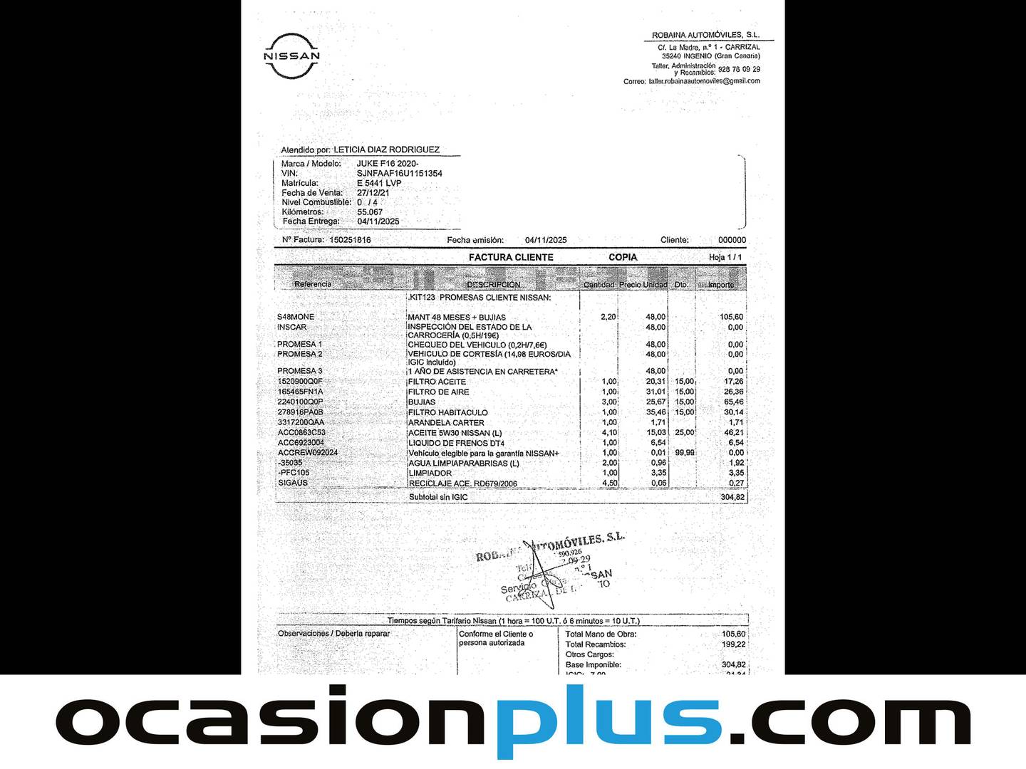 Foto del mantenimiento del Nissan JUKE Nissan Juke DIG-T Acenta (114 CV)