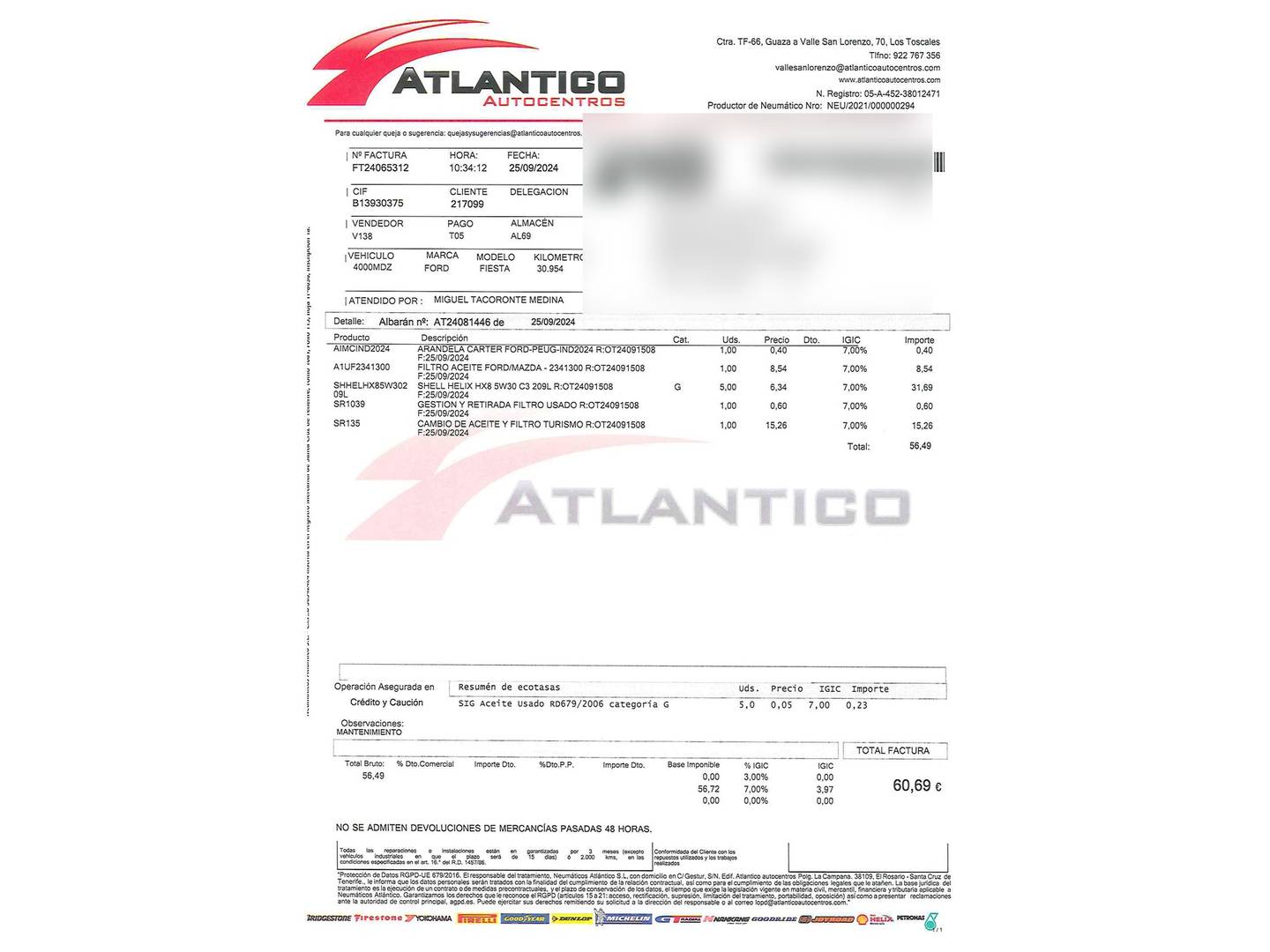 Foto del mantenimiento del Ford Fiesta Ford Fiesta 1.0 EcoBoost MHEV ST-Line (125 CV)