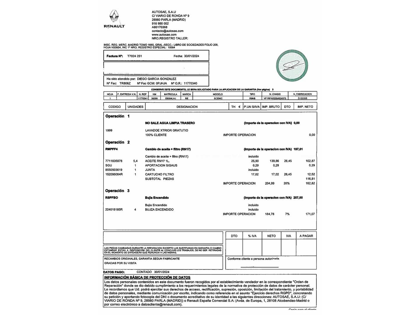 Foto del mantenimiento del Renault Grand Scénic Renault Grand Scenic Zen TCe (140 CV) EDC GPF