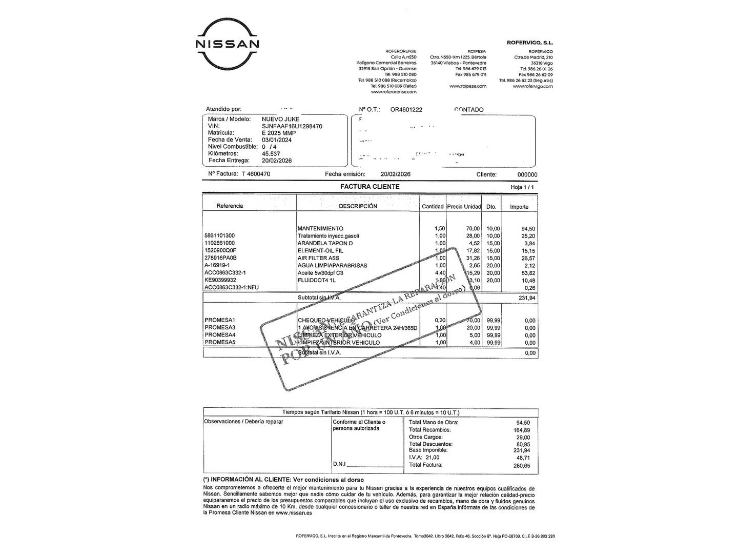 Foto del certificado del Nissan JUKE Nissan Juke DIG-T N-Connecta 4x2 (114 CV)