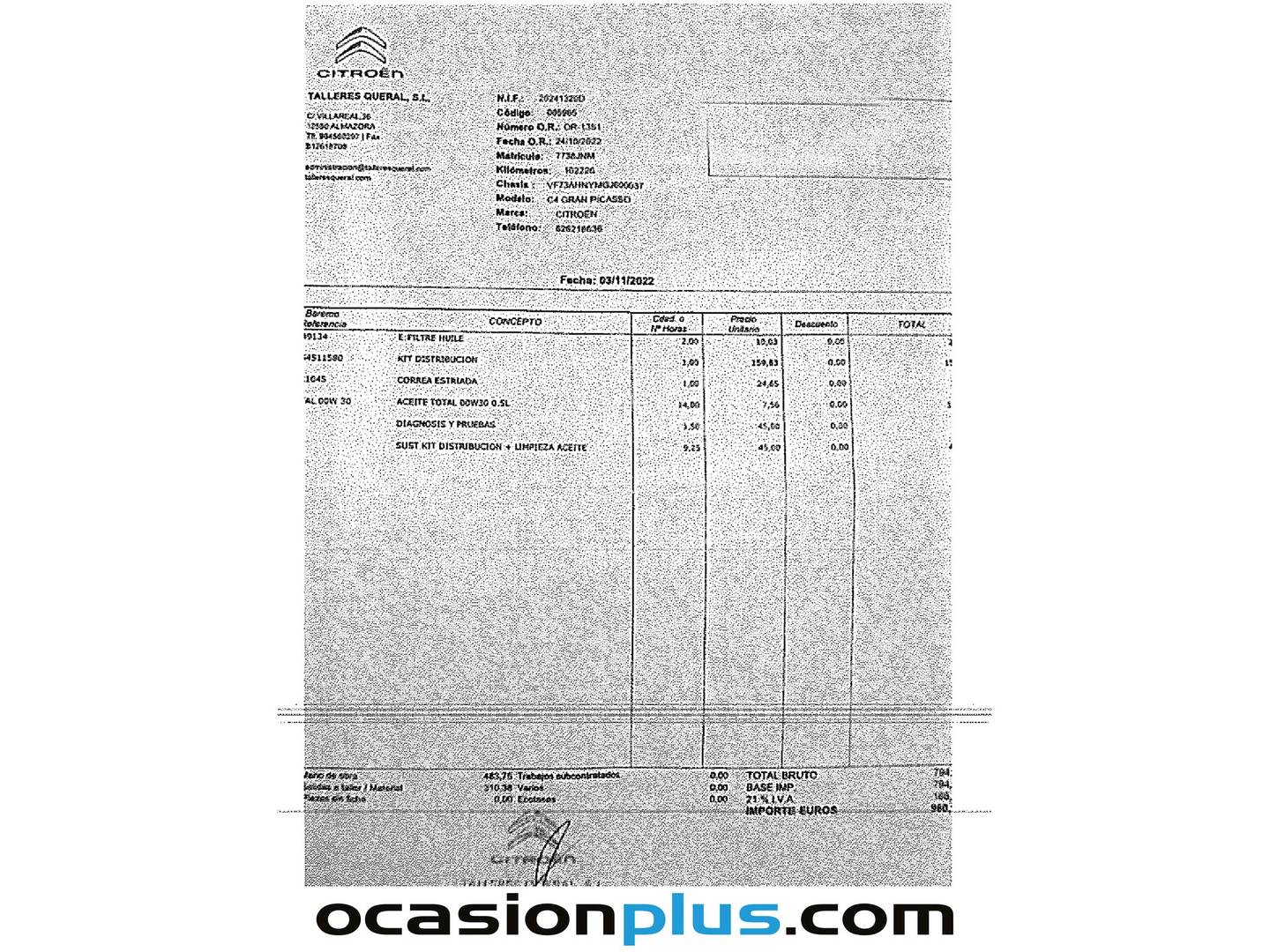 Foto del mantenimiento del Citroën Grand C4 Picasso Citroën Grand C4 Picasso PureTech 130 S&S 6v Feel Edition (130 CV) 7 Plazas