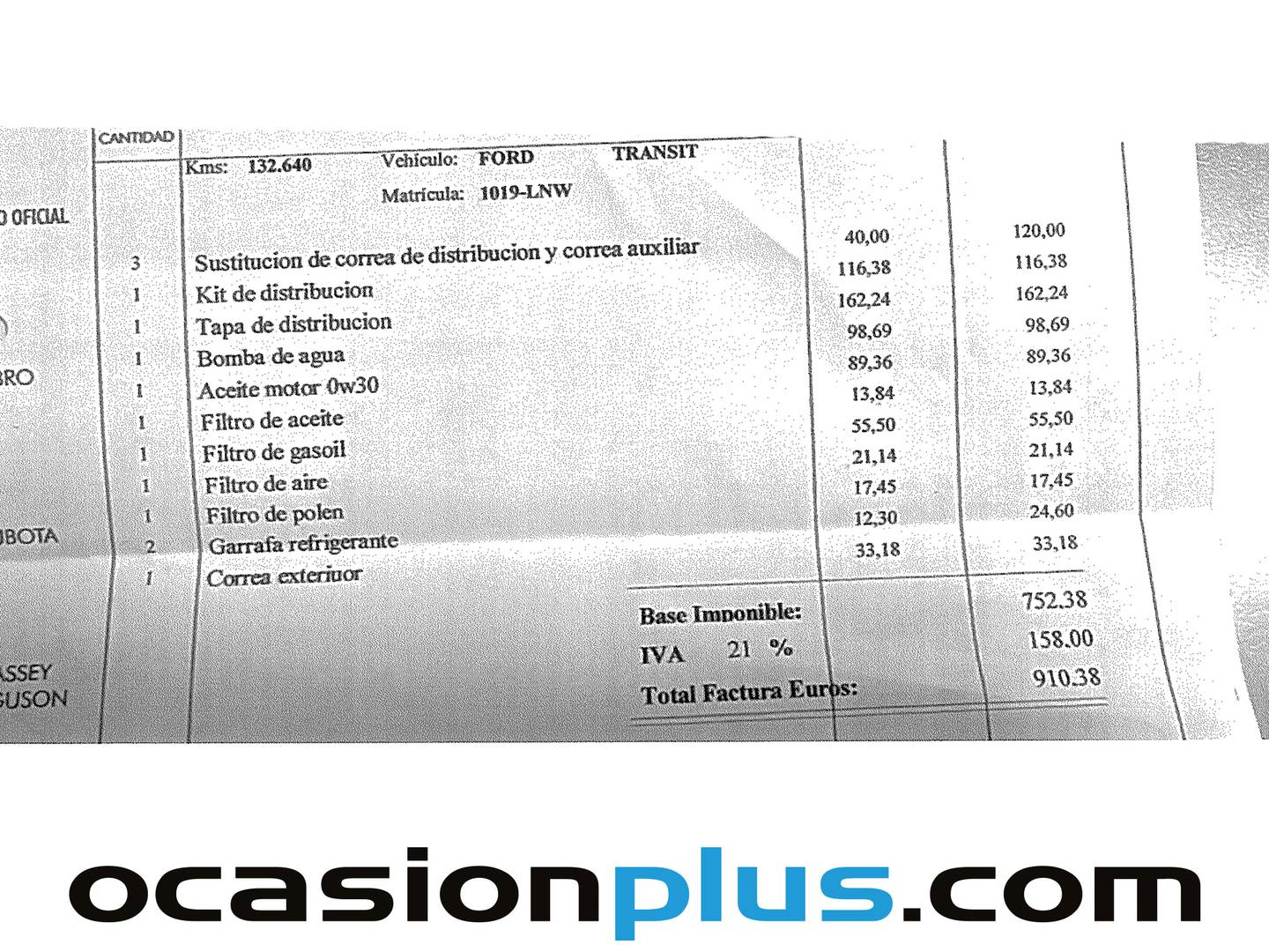 Foto del mantenimiento del Ford Transit Custom Ford Transit Custom Kombi 2.0 TDCI MHEV 320 L1 Trend (130 CV) 9 Plazas