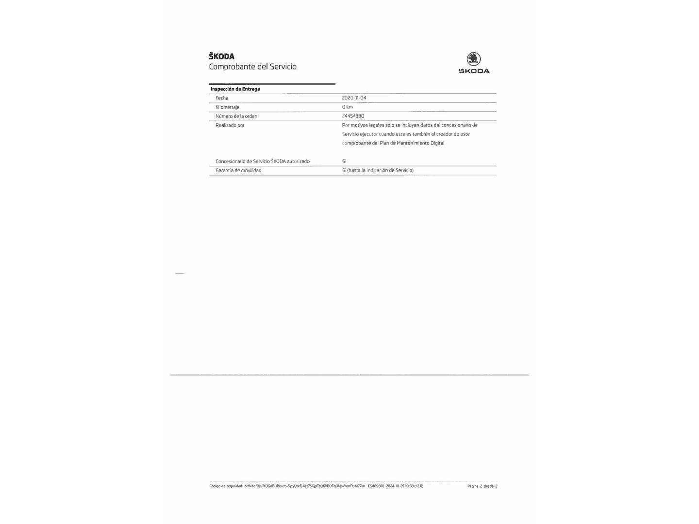 Foto del mantenimiento del Skoda Karoq Skoda Karoq 1.5 TSI ACT Ambition DSG  (150 CV)