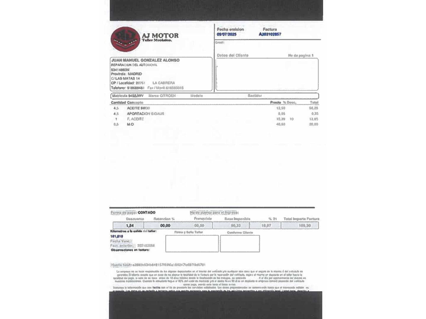 Foto del mantenimiento del Citroën Grand C4 Picasso Citroën Grand C4 Picasso BlueHDi 120 Feel (120 CV) 7 Plazas