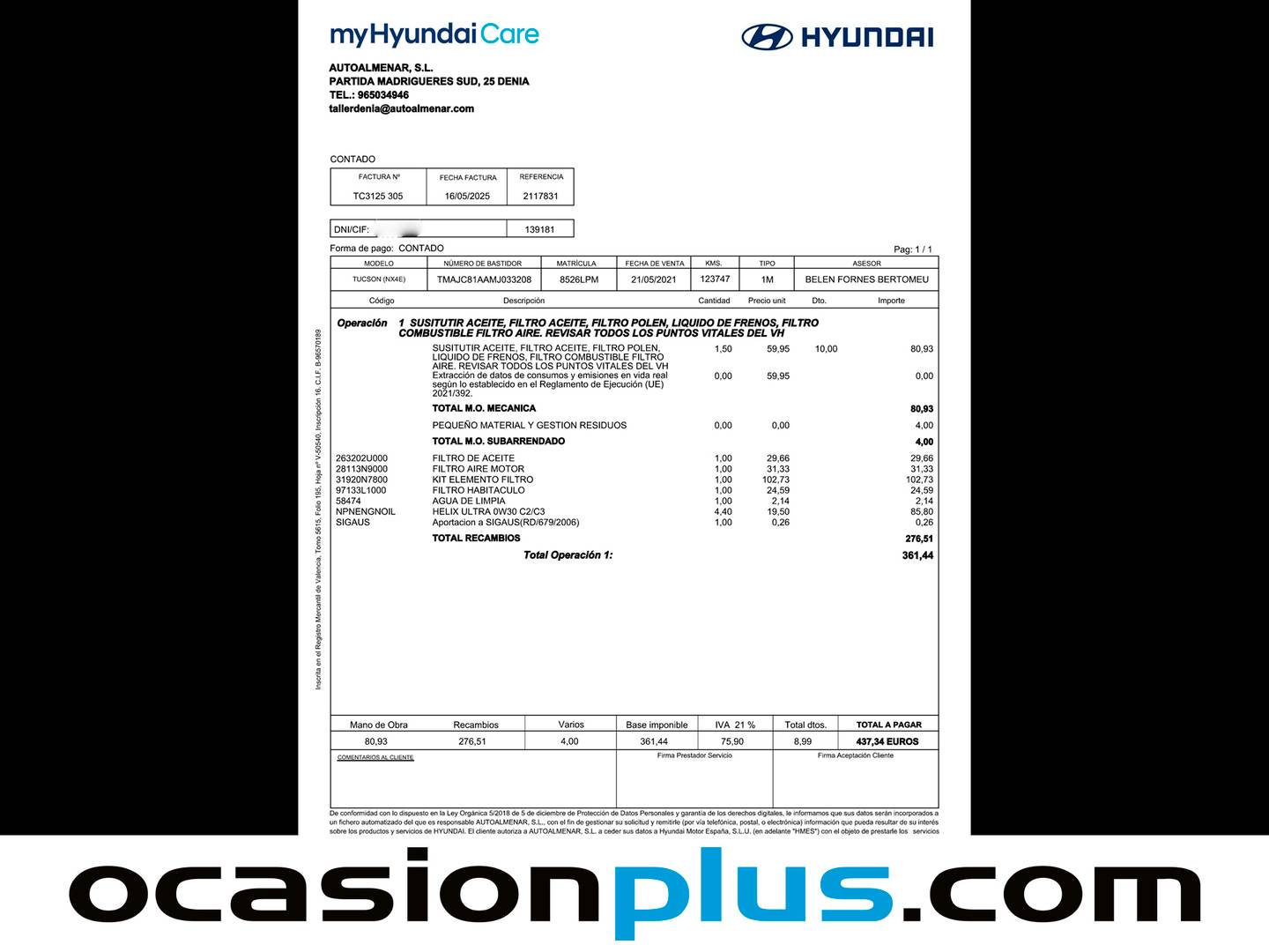 Foto del mantenimiento del Hyundai Tucson Hyundai Tucson 1.6 CRDI Maxx  (115 CV)