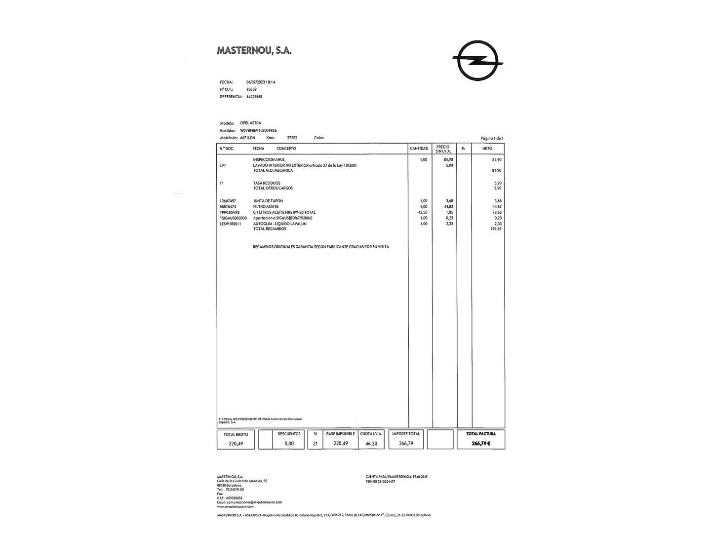 Foto del mantenimiento del Opel Astra Opel Astra Sports Tourer 1.5 D GS Line (122 CV)
