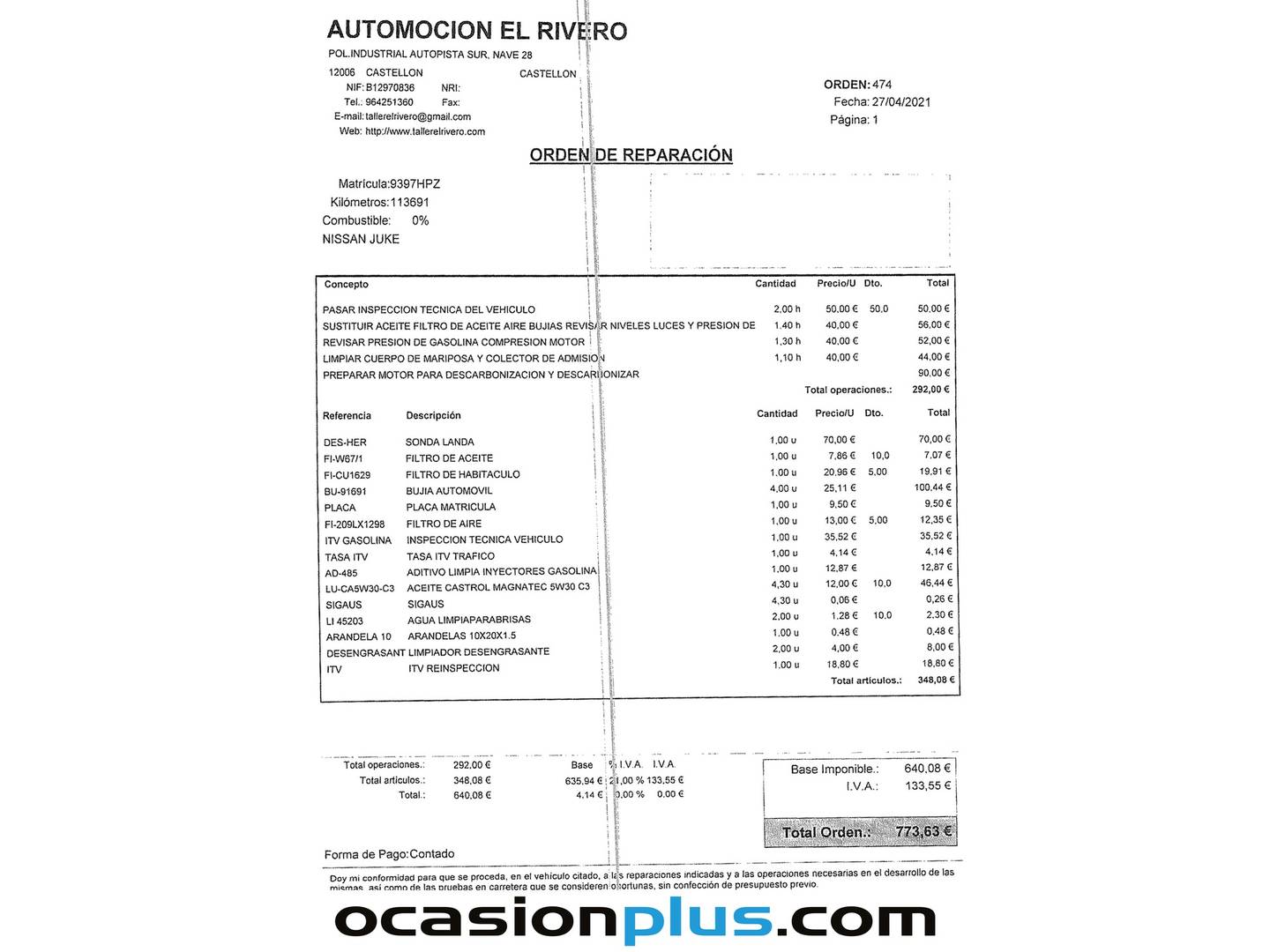 Foto del mantenimiento del Nissan JUKE Nissan Juke 1.6 Acenta 4X2 (117 CV)