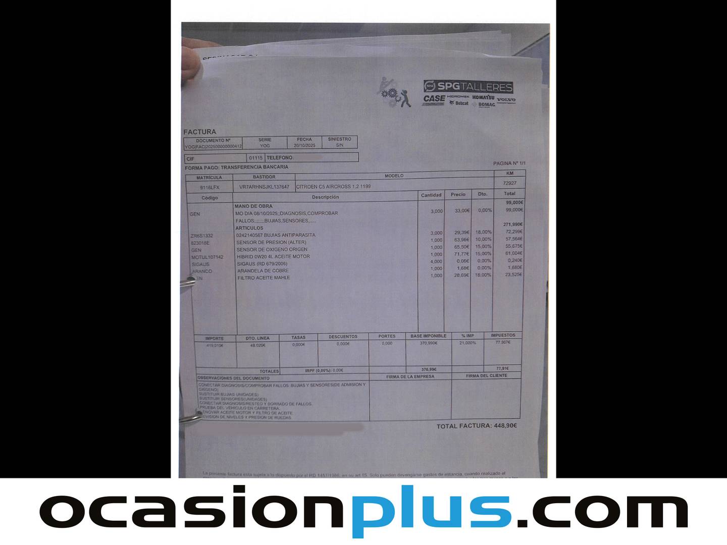 Foto del mantenimiento del Citroën C5 Aircross Citroën C5 Aircross PureTech 130 S&S Feel (131 CV)