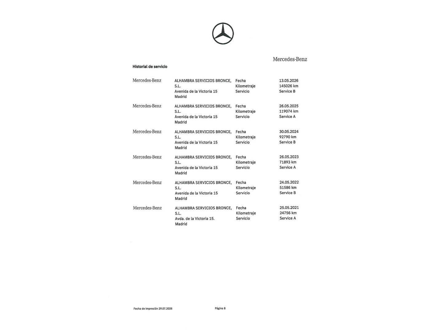 Foto del mantenimiento del Mercedes Clase A Mercedes Clase A 200 Sedán (163 CV) Pack AMG