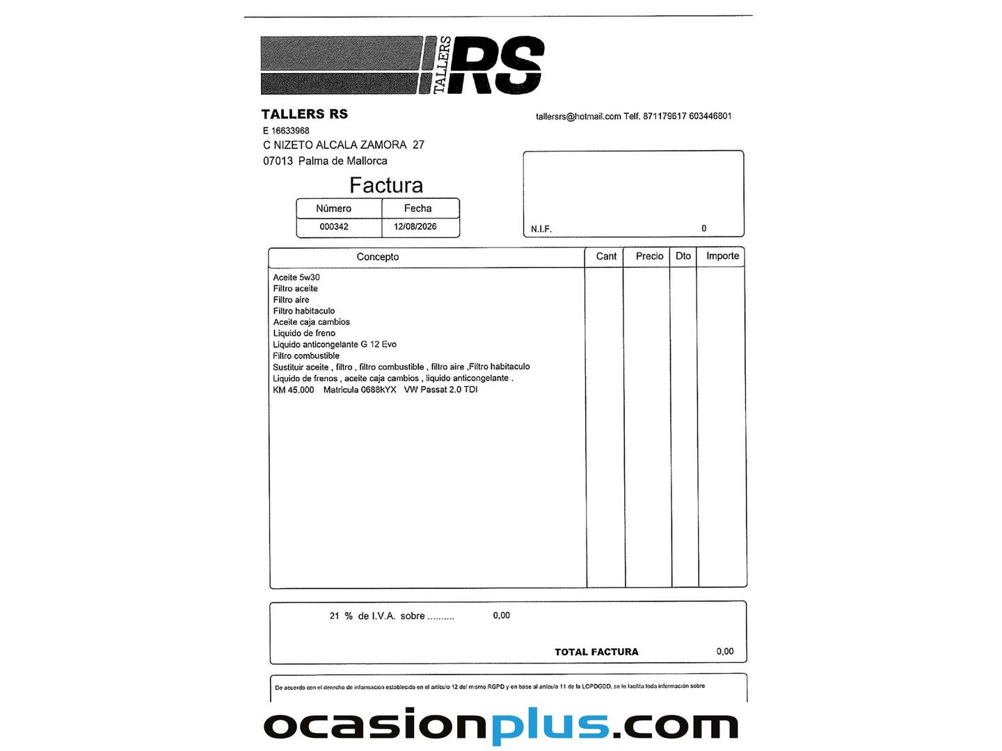 Foto del mantenimiento del Volkswagen Passat Volkswagen Passat Advance 2.0 TDI (150 CV) Pack R Line