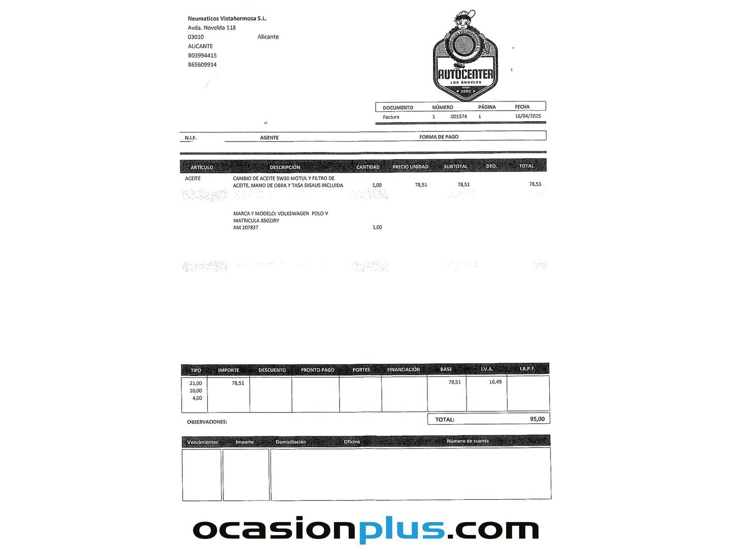 Foto del mantenimiento del Volkswagen Polo Volkswagen Polo A-Polo 1.0 BMT (75 CV)