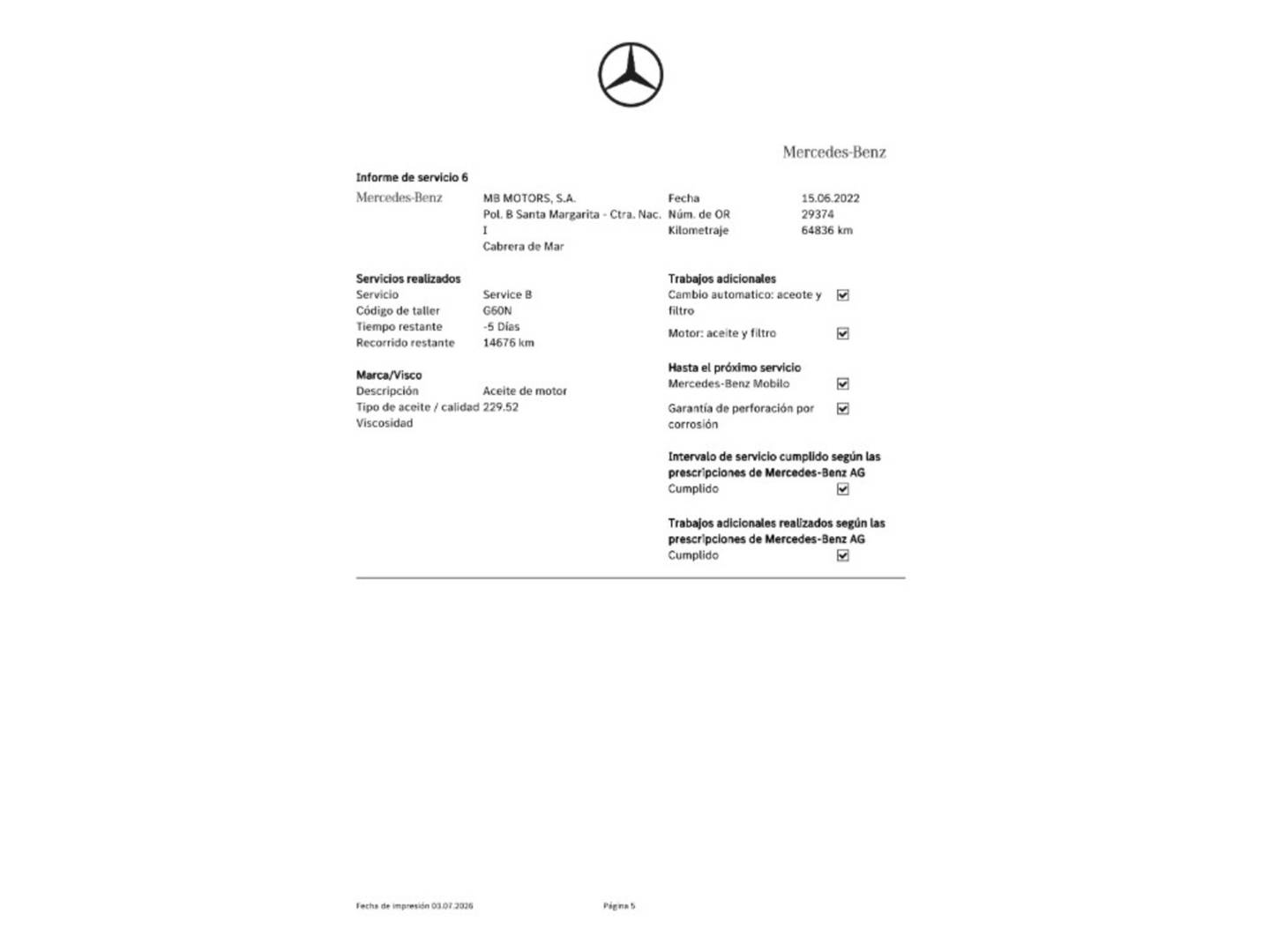 Foto del mantenimiento del Mercedes Clase A Mercedes Clase A 200 d AMG Line (136 CV)