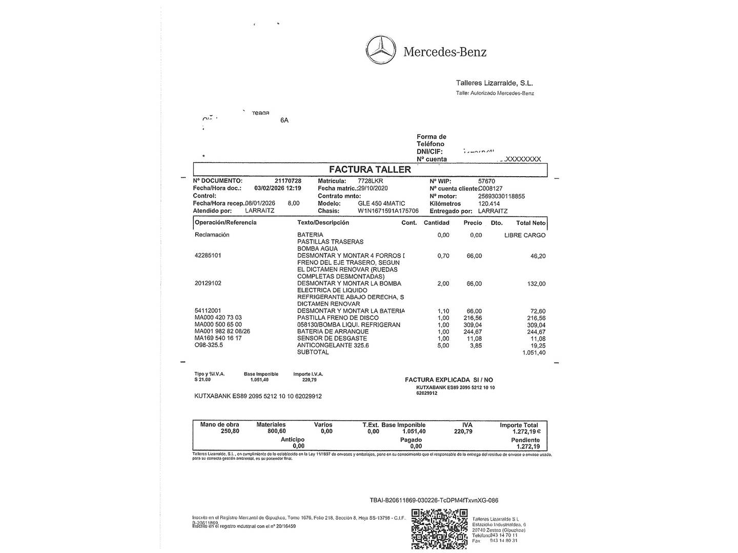 Foto del mantenimiento del Mercedes GLE Mercedes GLE GLE 450 4Matic (367 CV) Pack AMG