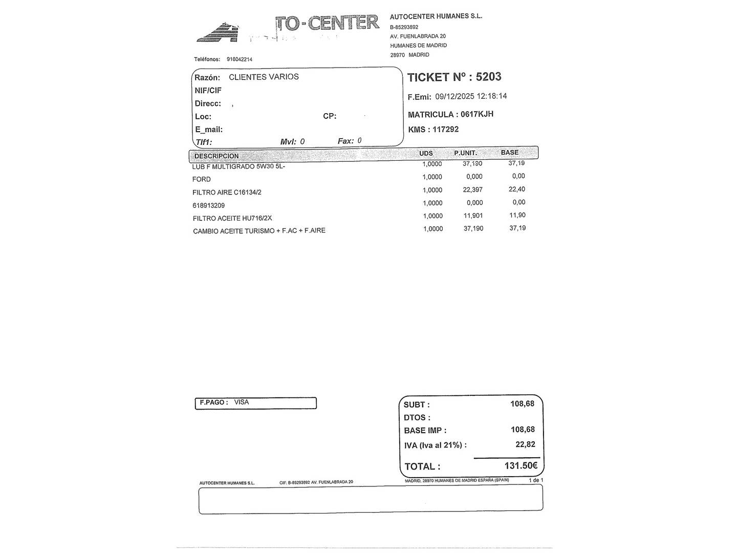 Foto del mantenimiento del Ford Kuga Ford Kuga 1.5 TDCI S&S Titanium 4x2 Auto  (120 CV)