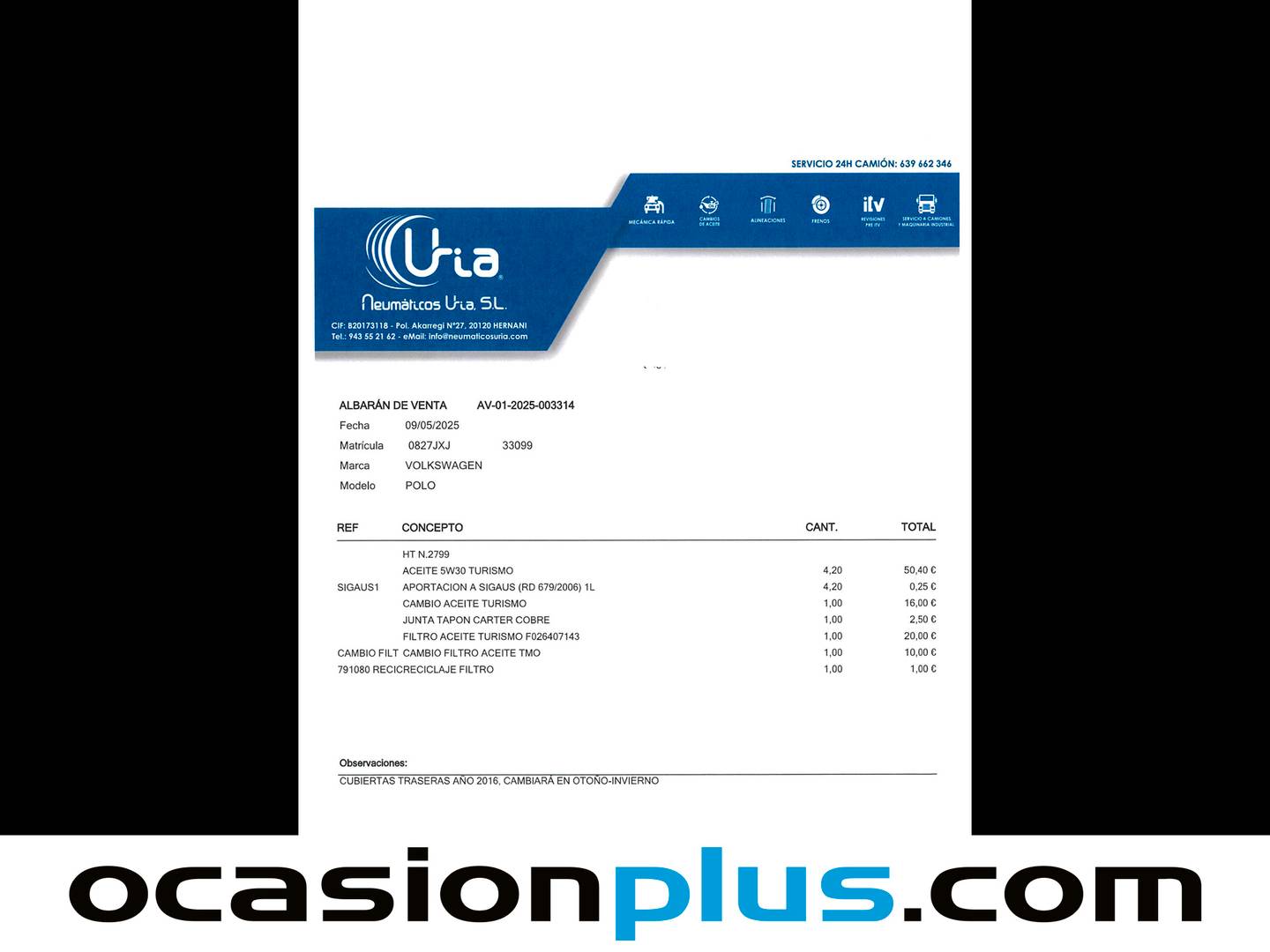 Foto del mantenimiento del Volkswagen Polo Volkswagen Polo 1.2 TSI BMT  (90 CV)