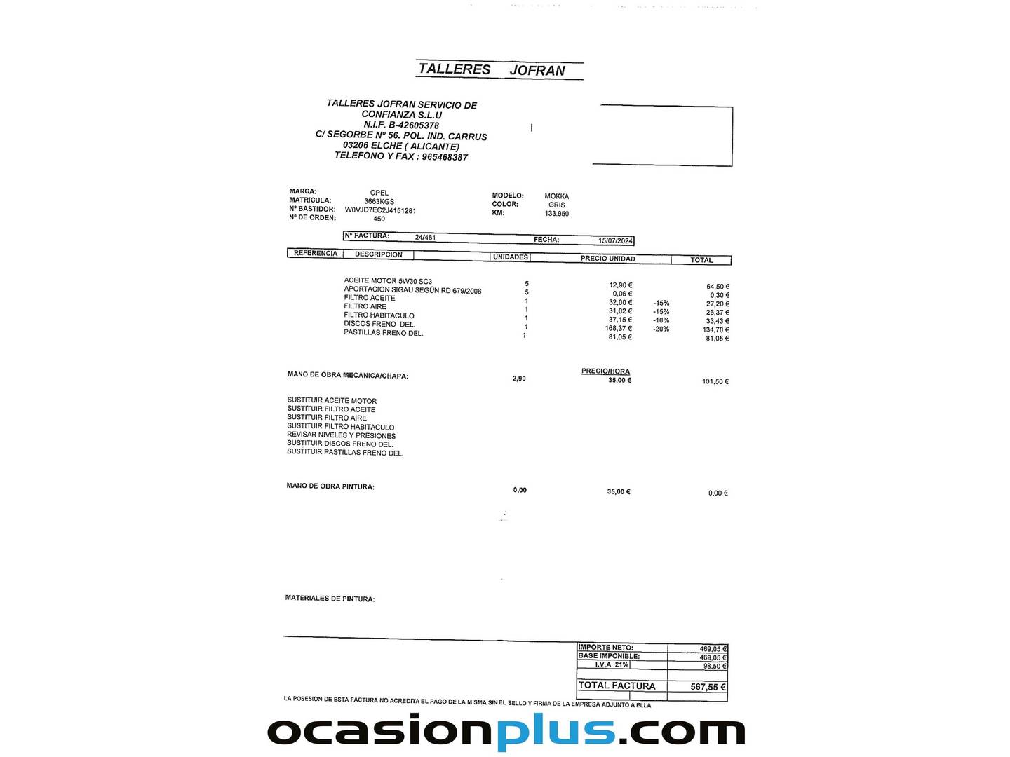 Foto del mantenimiento del Opel Mokka X Opel Mokka X 1.6 CDTi S&S Excellence 4X2 (136 CV)