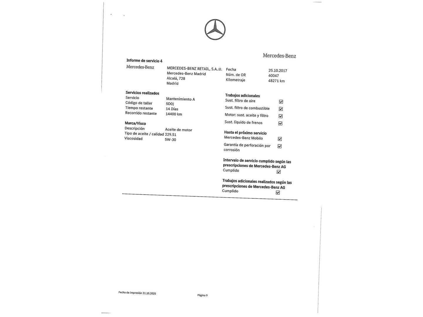 Foto del mantenimiento del Mercedes Clase B Mercedes Clase B B 180 CDI Blue Efficiency (109 CV)