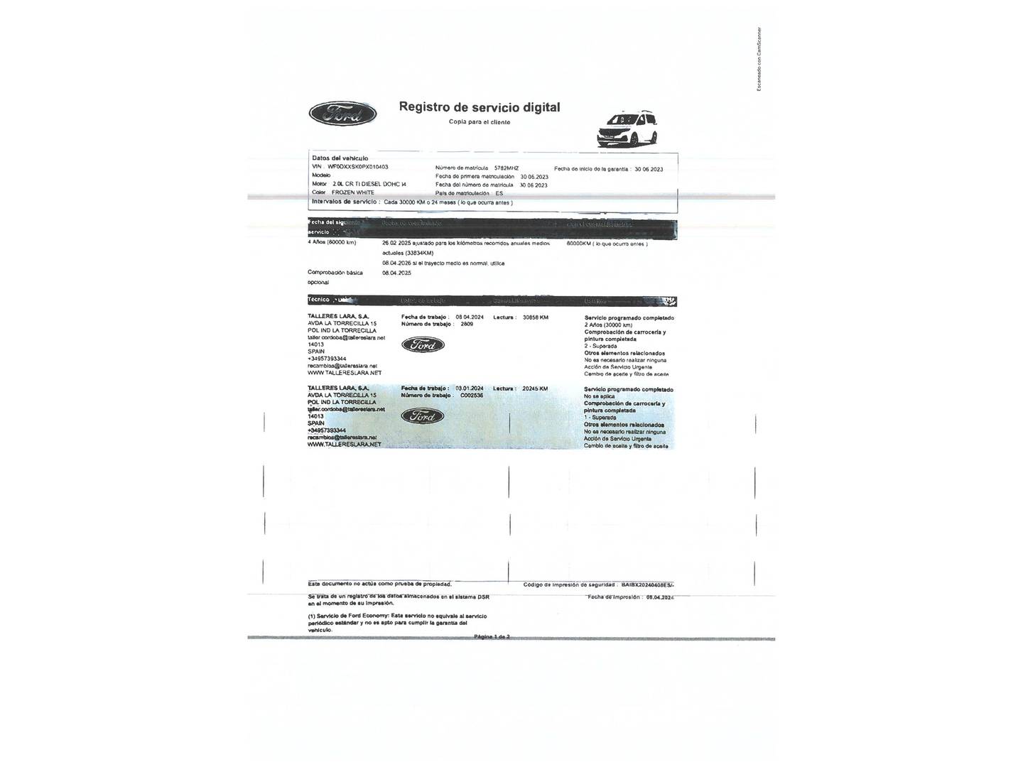 Foto del mantenimiento del Ford Tourneo Connect Ford Tourneo Connect 2.0 Ecoblue S&S Titanium (122 CV)