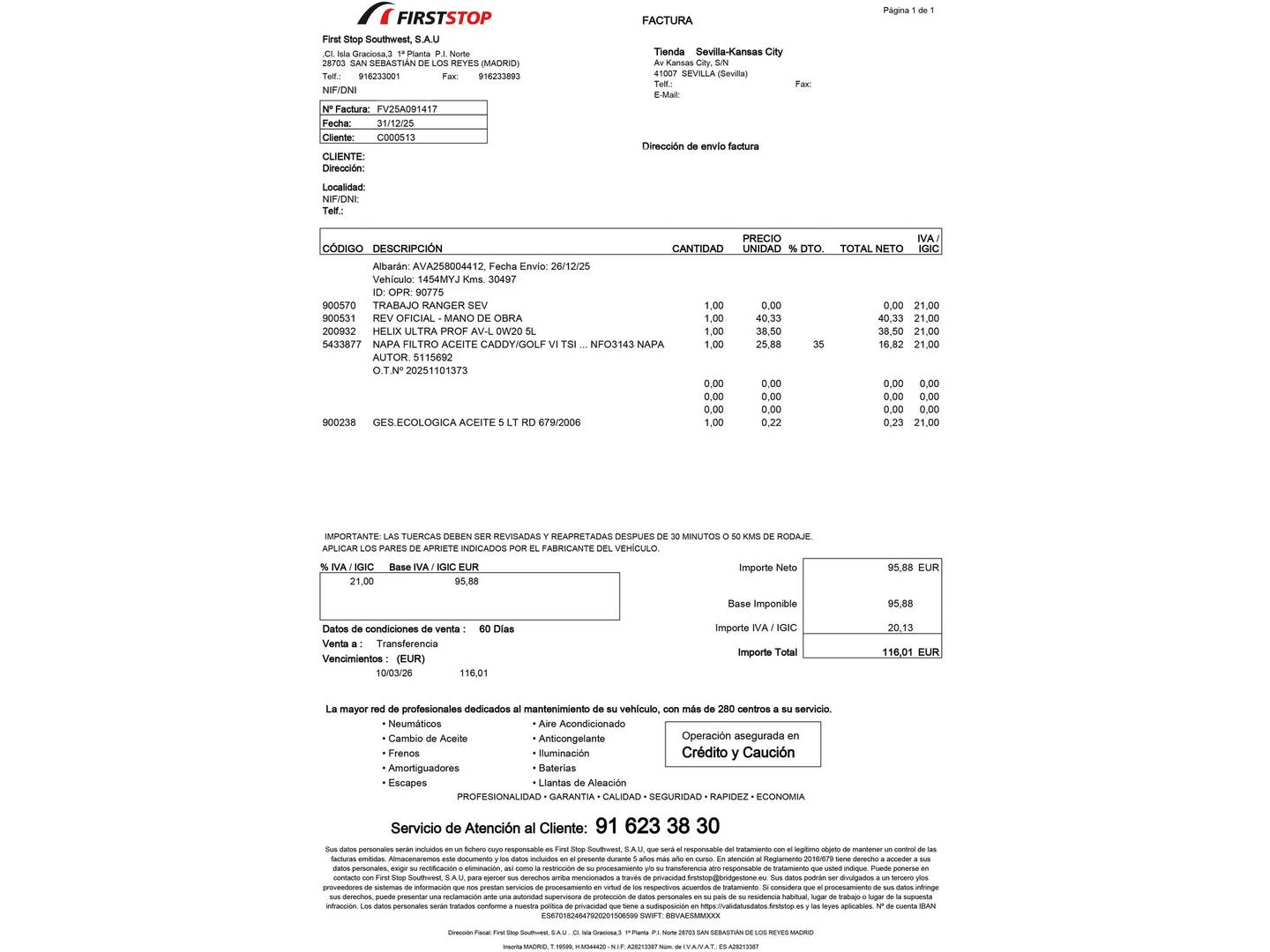 Foto del mantenimiento del Seat Ibiza Seat Ibiza 1.0 TSI S&S Xcellence (115 CV)