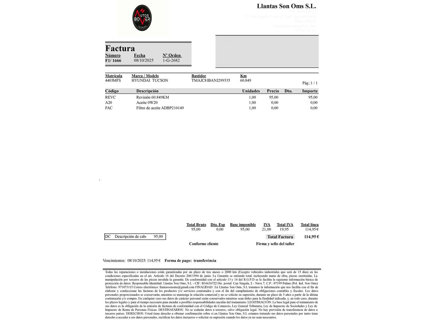Foto del mantenimiento del Hyundai Tucson Hyundai Tucson 1.6 TGDI Maxx (150 CV)