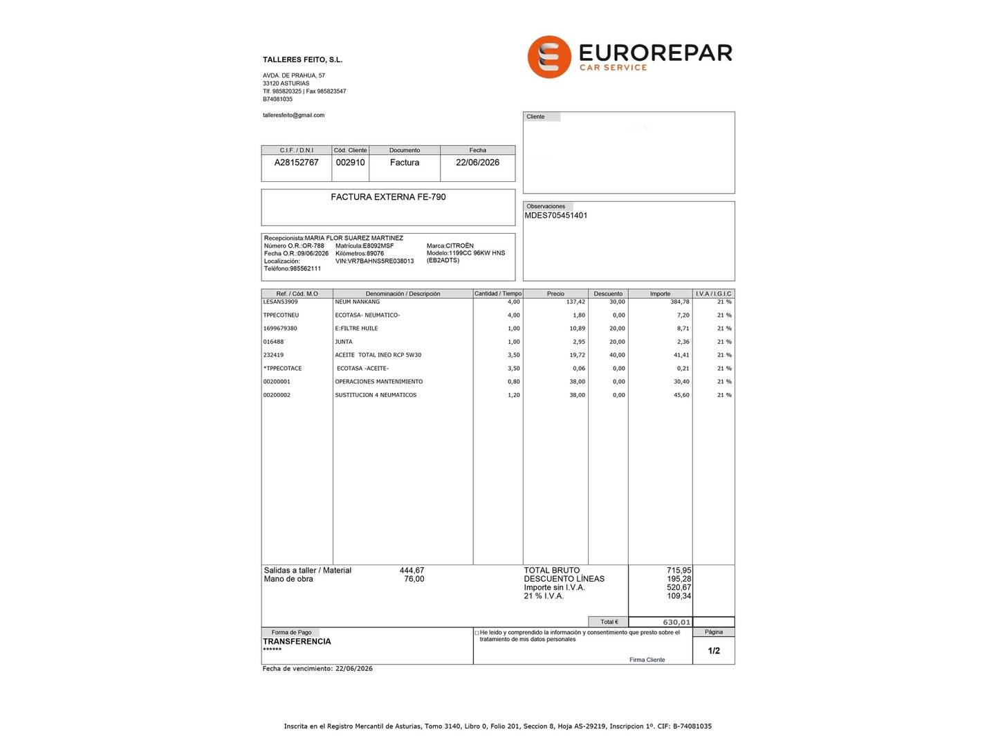 Foto del mantenimiento del Citroën C4 Citroën C4 PureTech 130 S&S Plus (131 CV)