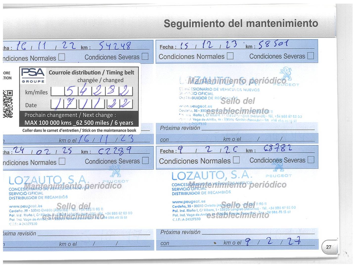 Foto del mantenimiento del Peugeot 208 Peugeot 208 1.0L PureTech Access (68 CV)